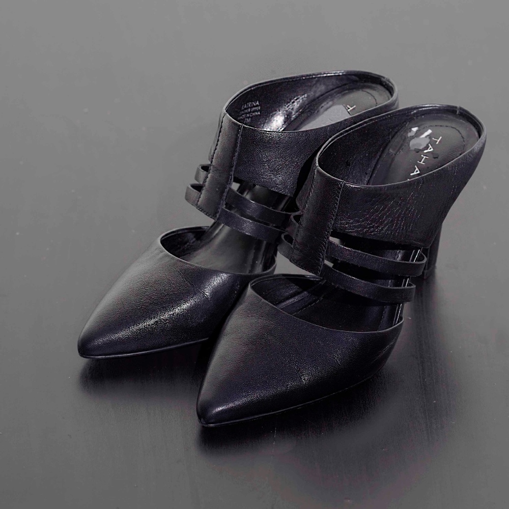 Black Tahari Upper Leather Heels size 7